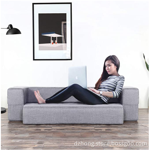 Folding Bed Couch Light Gray Queen